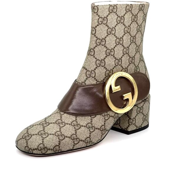 Gucci Blondie Interlocking GG Medallion Logo Ankle Booties Boots Heels - Picture 5 of 16